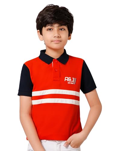 Alan Jones Clothing Boy's Cotton Regular Fit Colorblock Polo T