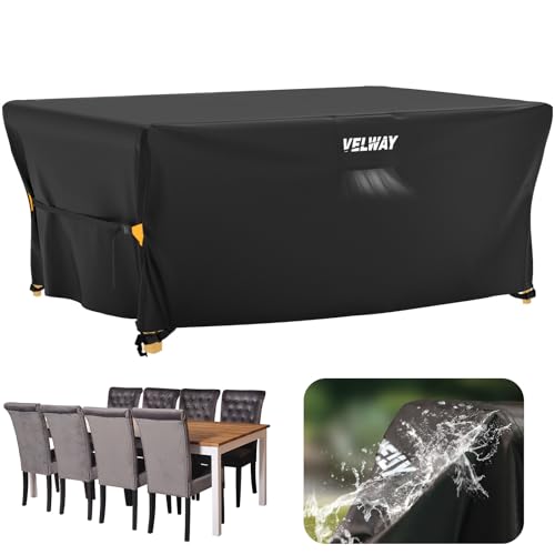 Velway Abdeckung für Gartenmöbel Wasserdicht - 242x162x71cm Rechteckig Schutzhülle Winddicht Loungemöbel Abdeckung Abdeckhauben für Gartentische Sitzgruppe Terrassenmöbel Schwarz