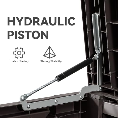 YITAHOME 120 Gallon Outdoor Storage Deck Box, Large Resin Patio Storage for Outdoor Pillows, Garden Tools and Pool Supplies, Waterproof, Lockable (Brown)