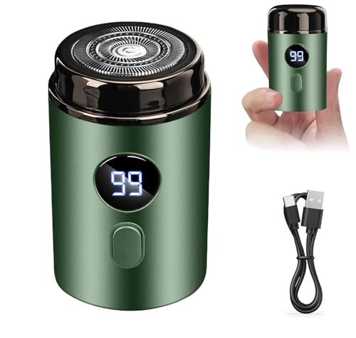 Mini Portable Electric Shaver, 2025 New Upgrade Electric Shavers for Men, USB Rechargeable Waterproof Mini Shaver, Pocket Size Powerful Electrics Razor for Travel Office Business Trip (Green)