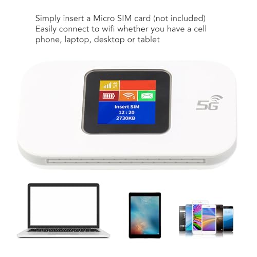 Image of 4G Portable WiFi 1 44in Color Screen Mobile WiFi Hotspot Router with Micro SIM Card Slot for Phone Tablet Laptop Black 4G Speed with Access Use is Applicable Regions to (White)