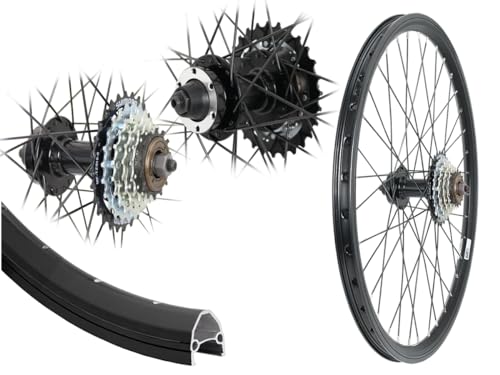 Aggro-X 24 Zoll Hinterrad Disk Hohlkammer Laufrad 6-Loch schwarz mit 6-Fach...