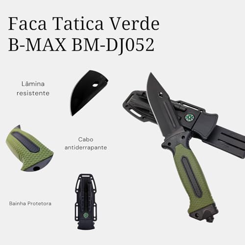 Faca Tática Bainha Protetora com Lâmina Inoxidável para Camping, Caça, Aventura, Trilhas e Atividade