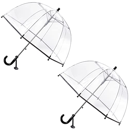 RONIARE 2 Pack Kids Clear Bubble Umbrella with an Easy Grip Handle Safety Transparent Dome Bubble Umbrella for Kid Boys and Girls