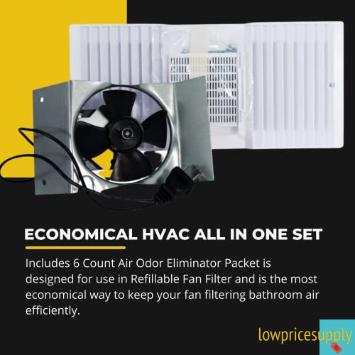 Ca-90 Ductless Exhaust Fan Grille Louver, Motor And Unscented Filter Cartridge - White Complete Set #TOP2