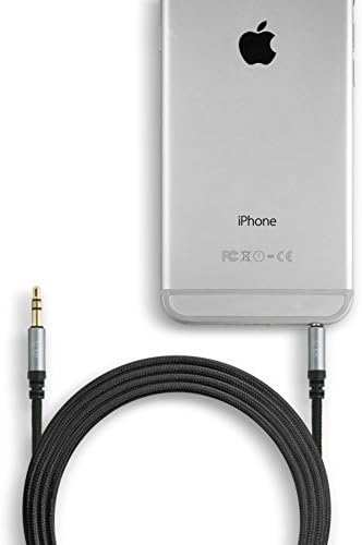 Volts AUX 6.6ft Nylon Braided Male to Male Cable Universal Audio Stereo Cord for Smartphones, Tablets and MP3 Player (2 Meter - Black)