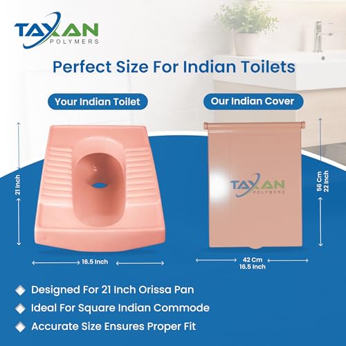 Image of Taxan Indian Toilet Seat Cover for Square Commode (21 Inch Orissa Pan) | Hard Plastic PP | Non Soft Close Toilet Lid with Easy Installation Kit | Green Finish | 56 x 42 cm | 2 Year Warranty