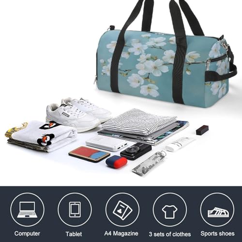 Cherry Flower Branch Gym Bag Duffle Bag for Travel Lightweight Carry On Tote Weekender Bags for Women Men4