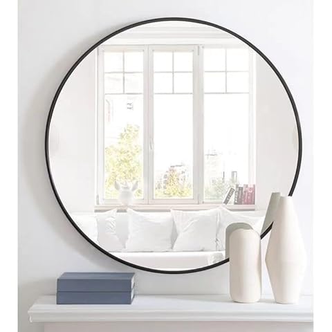 Basic Round Wall Mirror with Silver Grey Metal Frame for Bathroom,Living Room,20.5" Decorative Modern Circle Wall Mirror,Silver Round Wall Mirror Cover