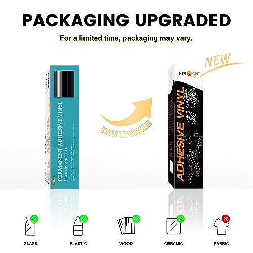 HTVRONT Black Permanent Vinyl for Cricut - 12" x 50 FT Black Vinyl Roll, Adhesive Vinyl Sheets for Cricut, Silhouette and Cameo