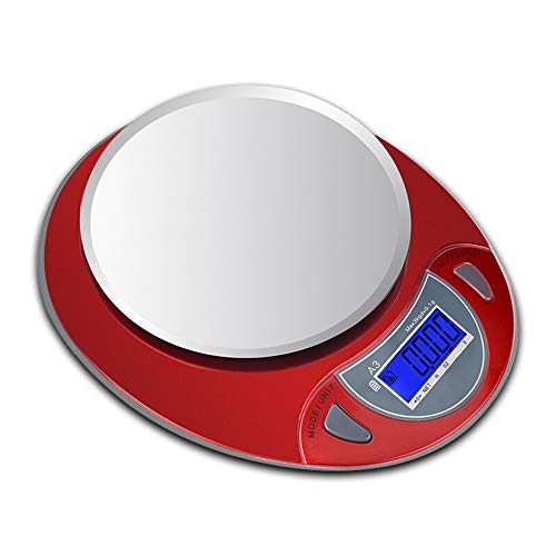 Küchenwaagen Durable Digitalwaage Küchenwaage Hochpräzisions-Sensor Wägebereich 0,1 G Bis 6000 G Wiegen Elektronische Waage Lebensmittel Wiegen (Color : Red, Size : 160 x 140 x 40mm) Cover