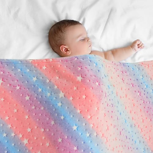 Image of Softan Kids Stars Throw Blanket, Glow in The Dark, Soft Cozy Flannel Luminous Stars Blanket for Sofa Couch Bed, Christmas Birthday Gift for Kids Toddler, 30x40IN