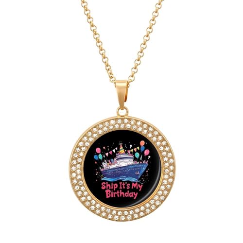 Cruise Ship It's My Birthday Collar para mujer, colgante de joyería ajustable para mamá, esposa, novia, regalos, talla única, Metal