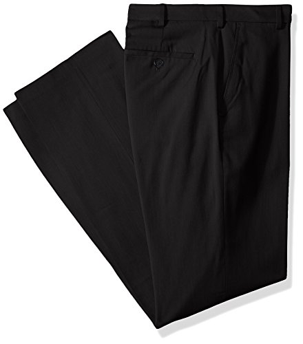 Van Heusen Men's Big and Tall Air Straight Fit Flat Front Dress Pant, black, 46W X 30L