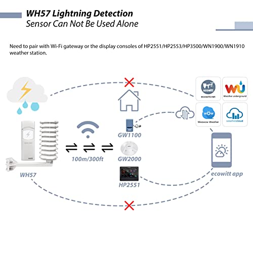 Image of ECOWITT WH57 Wireless Lightning Detection Sensor with Solar Radiation Shield, 915 MHz