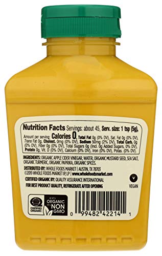 Image of 365 by Whole Foods Market, Organic Yellow Mustard, 8 Ounce (Pack of 4)