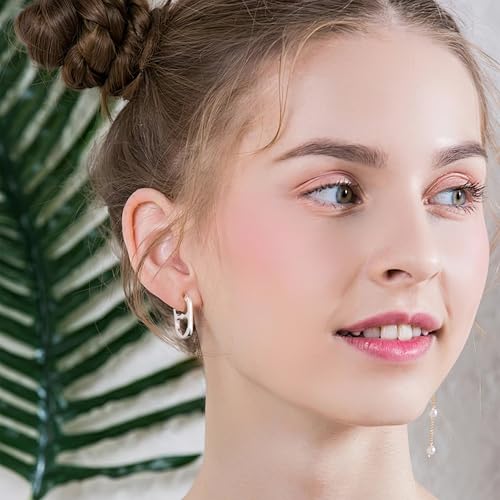 925 Sterling Silver Heart Rectangle Hoop Earrings for Women Trendy Geometric S925 Hypoallergenic Oval Earring 14K Gold Plated Square Huggie Hoops Earings Valentine Jewelry Gifts2