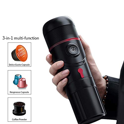 YYR Portátil máquina de Espresso, 15 Bar Cafetera exprés eléctrico con función de calefacción, Easy Clean, Small Cafetera Nespresso Compatible con cápsulas para Acampar, Viajes, Oficina