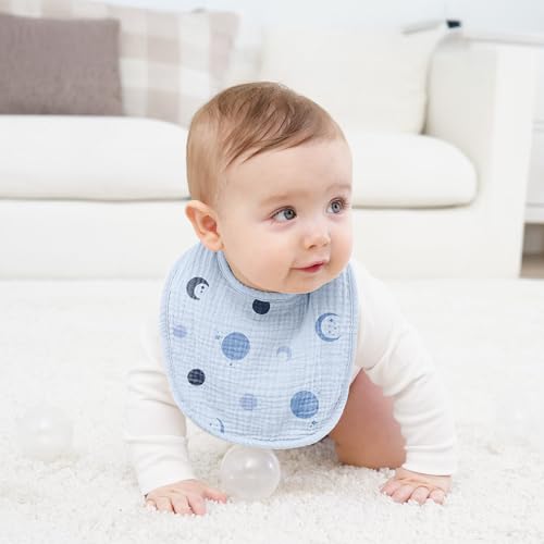 Image of Susurration Muslin Baby Drool Bibs 10Pack Soft Square Adjustable Bandana Bibs for Unisex Baby Girls & Boys