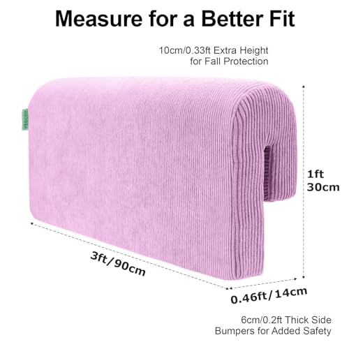 Image of AEOCOO Bed Bumpers for Toddlers, Size 3 Ft, Toddler Bed Rail Bumper Protector for Loft Beds & Bunk Beds, Bed Rail Height Extender Bed Guardrail, Anti-Bump | Fall Prevention, Purple