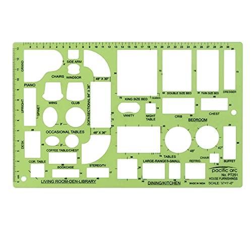 Pacific Arc House Furnishing Template Guide, with Beds, Tables, Couches,