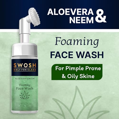 SWOSH Aloe Vera & Nem Foaming Face Wash For Pimple Prone & Oily Skin- No Parabens, Sulphate, Silicones & Color (with Built-in Face Brush), 100 ml - Image 4