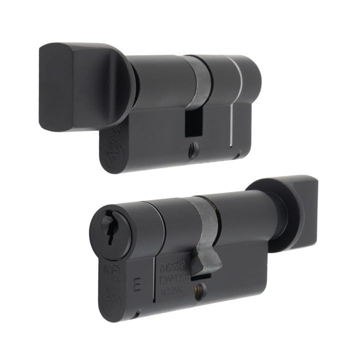 Kooples Hardware MPx6 High Security Euro Cylinder Lock with Thumb Turn Anti-Snap, Anti-Bump, Anti-Pick (KTD, Matt Black, 80mm)