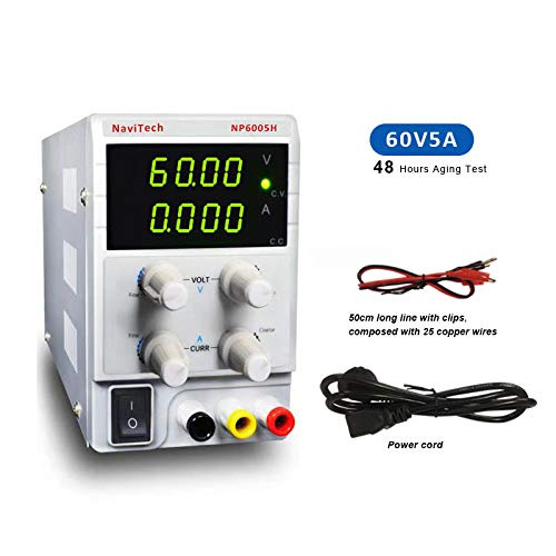 60V 5A DC Bench Power Supply Variable 4-Digital LED Display, High Precision Adjustable
