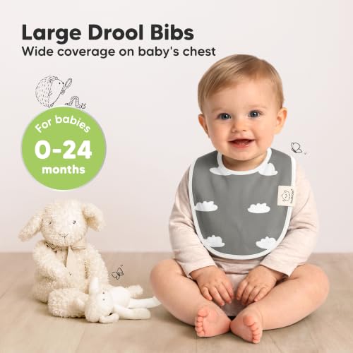 Image of KeaBabies 8-Pack Organic Baby Bibs for Drooling and Teething (Grayscape) | Soft Cotton Bibs for Baby Girl, Boy, Extra Absorbent, Easy to Clean & Put On, Toddler, Newborn, Infant 0-24 Months