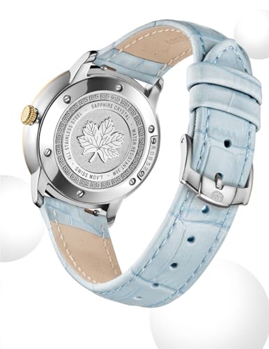 GOLDEN MAPLE Dainty Watches for Women, Mother-of-Pearl Dial and Swiss Quartz Movement, Ladies Watch with Leather Strap4