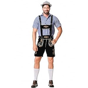 Celucke Trachtenset Komplett Set Herren Oktoberfest Outfit Bestickte Overalls Kariertes Hemd Partykleidung Bieranzug Kostüm 2 Teiliges Trachtenhemden Kurzarm Kurze Trachthosen Trachtenset Weiß Grün