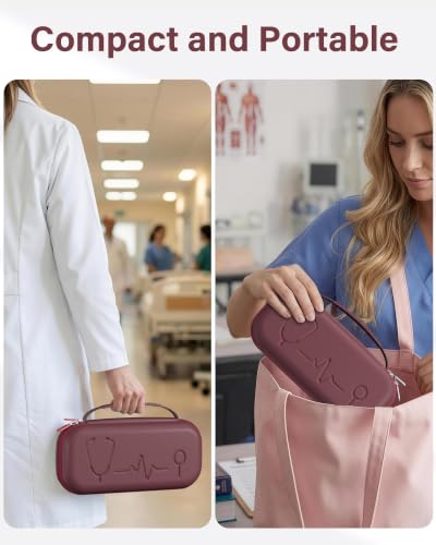 Image of ProCase Stethoscope Case for 3M Littmann Classic III & Cardiology IV -Burgundy | Hard Protective Carrying Bag Fits MDF, ADC, Omron Stethoscopes, Medical Storage Organizer for Nurses & Nursing Students