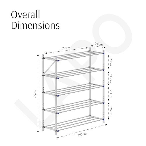 Image of LAPO 5 Step Foldable Stainless Steel Shoe Rack | Space-Saving Home Organizer for Shoes, Clothes, and Daily Essentials | Durable, Rust-Proof & Easy to Assemblen - (M-Z125,Chrome Finish)