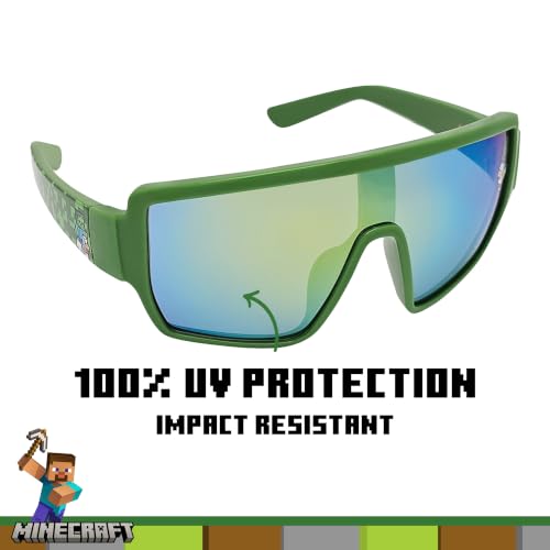 Image of ARKAID Minecraft Boys Sunglasses | Official Minecraft Gear | 100% UV Protection | Official Minecraft Boys Sunglasses and Sports Wraps | Impact Resistant | Gift Idea | Fits Most Kids