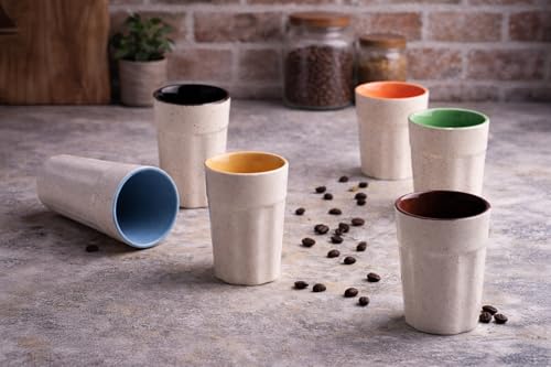 Image of Handcrafted Ceramic Kulhad Tea Cups Set, Handmade Floral Design, Eco-Friendly & Premium Festive Gift for Diwali, Weddings, Home Decor & Special Occasions (Multicolor)