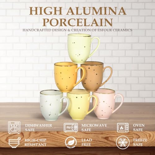 Set de 6 tazas de cerámica Esfour 14 oz multicolor miniatura 4