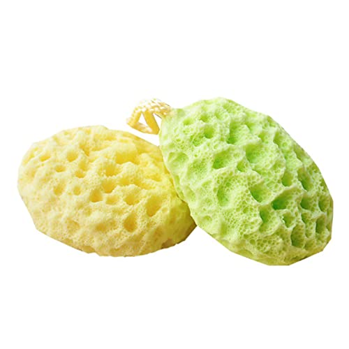 FOMIYES 3 Piezas Esponjas de Exfoliantes Cuerda Colgante Accesorios Ducha Adultos y Limpieza y Masaje Colores Amarillo