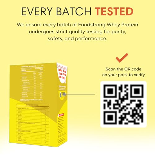 Image of Foodstrong Whey Protein Powder (Concentrate + Isolate), 100% Hormone Free Grass-Fed Whey, 24G Protein & 6.6G BCAA, Malai Kulfi, With Turmeric & Digestive Enzymes, 6 Sachets, 210G