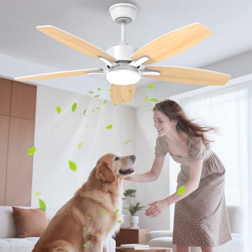 Airwit 106cm Silencieux Ventilateur Plafond avec Lumiere, Double Face Pale Lampe Ventilateur de Plafond LED avec Telecommande et Réversible DC Moteur pour...