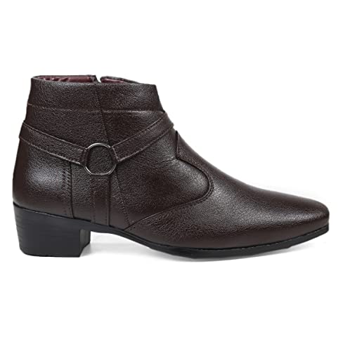 Image of BXXY Men's 2 Inch Heel Height Increasing Formal Ring Buckle Zipper Boots