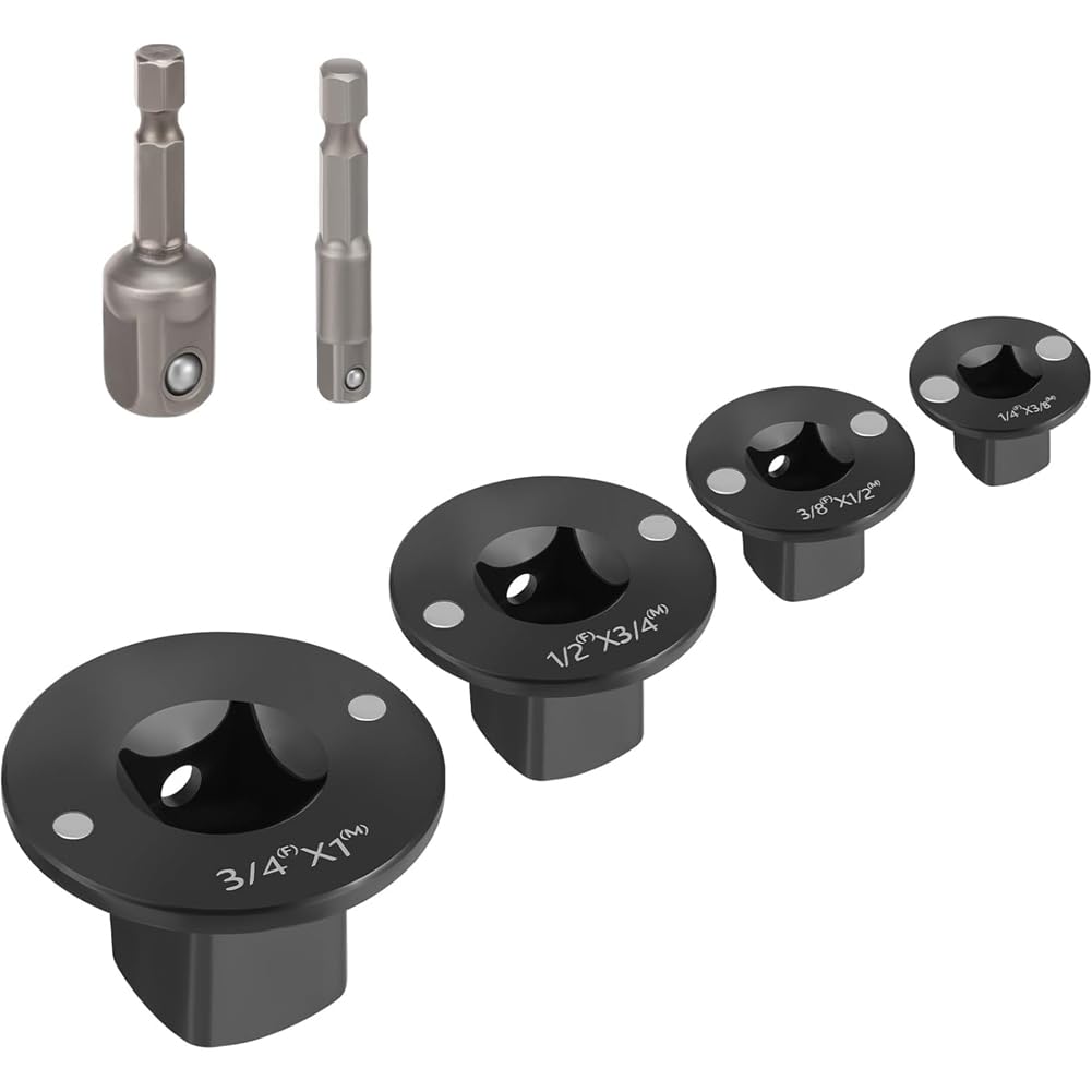 Udsknv[Ksl As Shown Drive Ratchet Adapter Set Low Profile For Tight Space, Includes 3/4" To 1", 1/2" To 3/4", 1/2" To 3/8", 1/4" To 3/8"