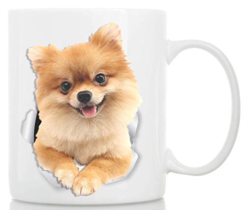 Cute Pomeranian Coffee Mug - German Spitz Ceramic Mug - Perfect Pomeranian Gifts for Dog Lover - Cute Pompom Cup for Pomeranian Mom and Dad - Great Birthday or Christmas Present for Dog Owner (11oz)