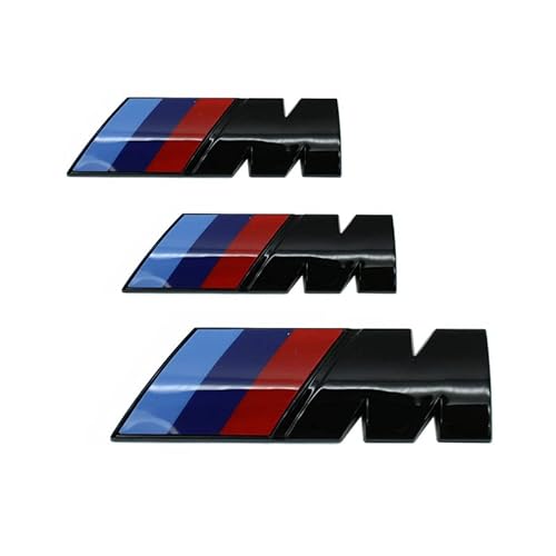 3 Pièces Emblèmes Autocollants M Power Tri Color Emblèmes Autocollants pour Pare-Chocs arrière de Voiture (Noir) Cover