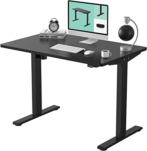 FLEXISPOT Standing Desk 48 x 30 Inches Height Adjustable Desk Electric Sit Stand Desk Home Office Desks Whole Piece Desk Board (Black Frame + Black top,2 Packages)