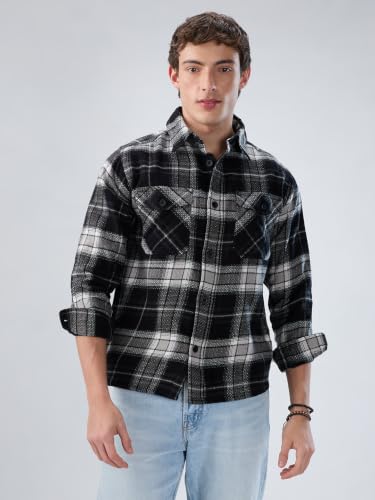 Image of VASTRADO Premium Emerald Black Checks Twin Pocket Flannel Shirt