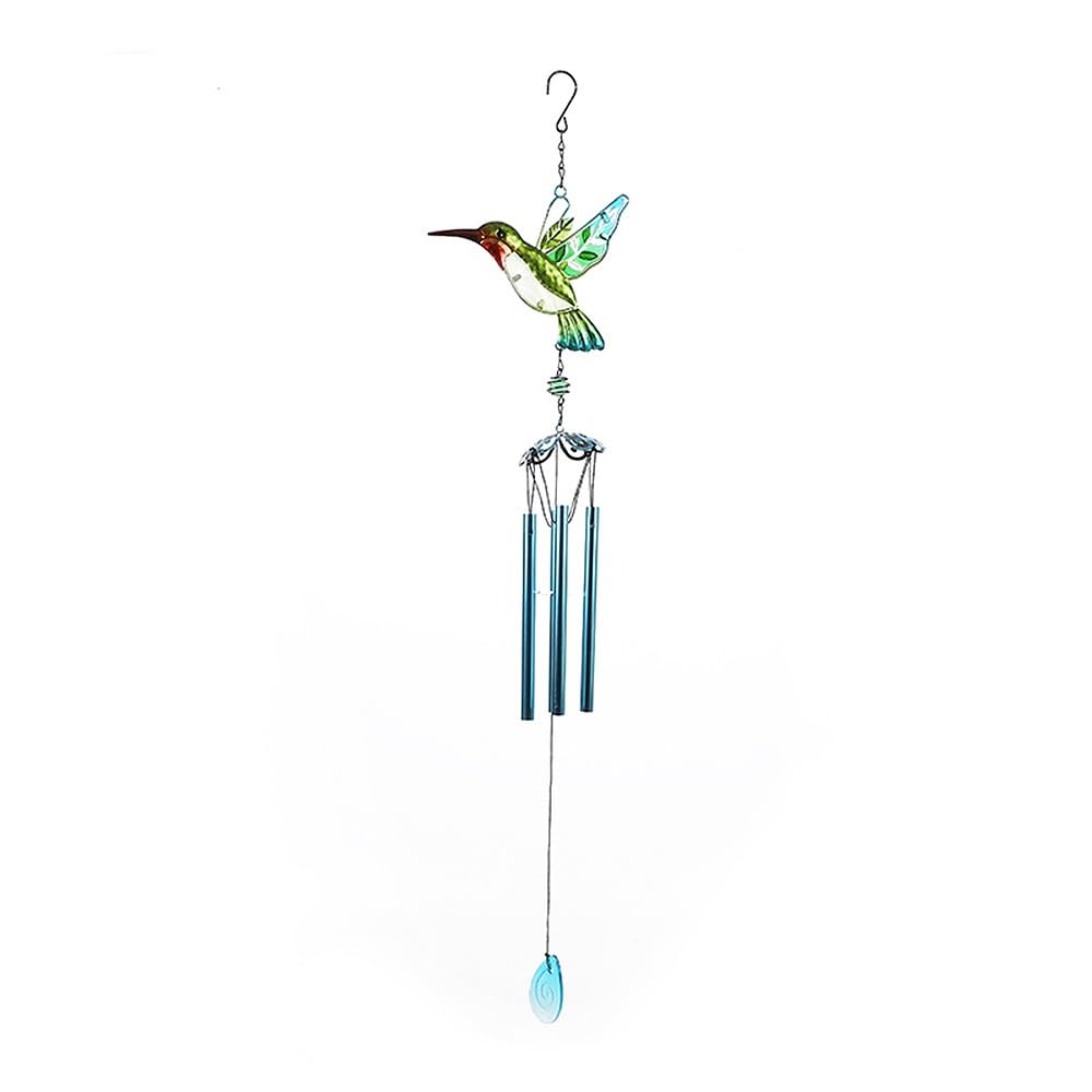 Wind Chime Hummingbird Dragonfly Windchimes Outdoor Wind Chimes Glass Painted Garden Patio Decoration Windchime(Gr�n)