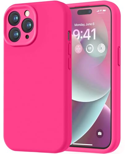 Image of LOVE 3000 Designed for iPhone 14 Pro Case, Premium Silicone with [Soft Anti-Scratch Microfiber Lining] Shockproof Protective Phone Case for Men Women Girls 6.1 inch, Hot Pink
