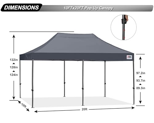 Image of ABCCANOPY Patio Pop Up Canopy Tent 10x20 Commercial-Series (Dark Gray)