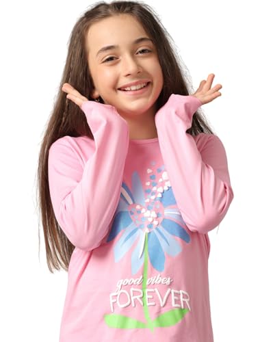 Image of Under Fourteen Only Girls Cotton Tops Collection - Round Neck, Crop Top, Full & Half Sleeve, Drop Shoulder, Ruffle Sleeve, Graphic Printed, Embroidered & Slub Knit Styles