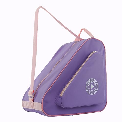 HEXIFUL Bolsa De Skate Para Transportar Patins De Gelo, Patins Em Linha, Patins E Patins Quádruplos Para Crianças E Adultos (Roxo/Rosa)